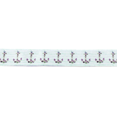 Purple Flower Anchors on Celeste Collar - Beach & Dog Co.
