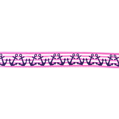 Blue Anchors on Pink Stripes Collar - Beach & Dog Co.