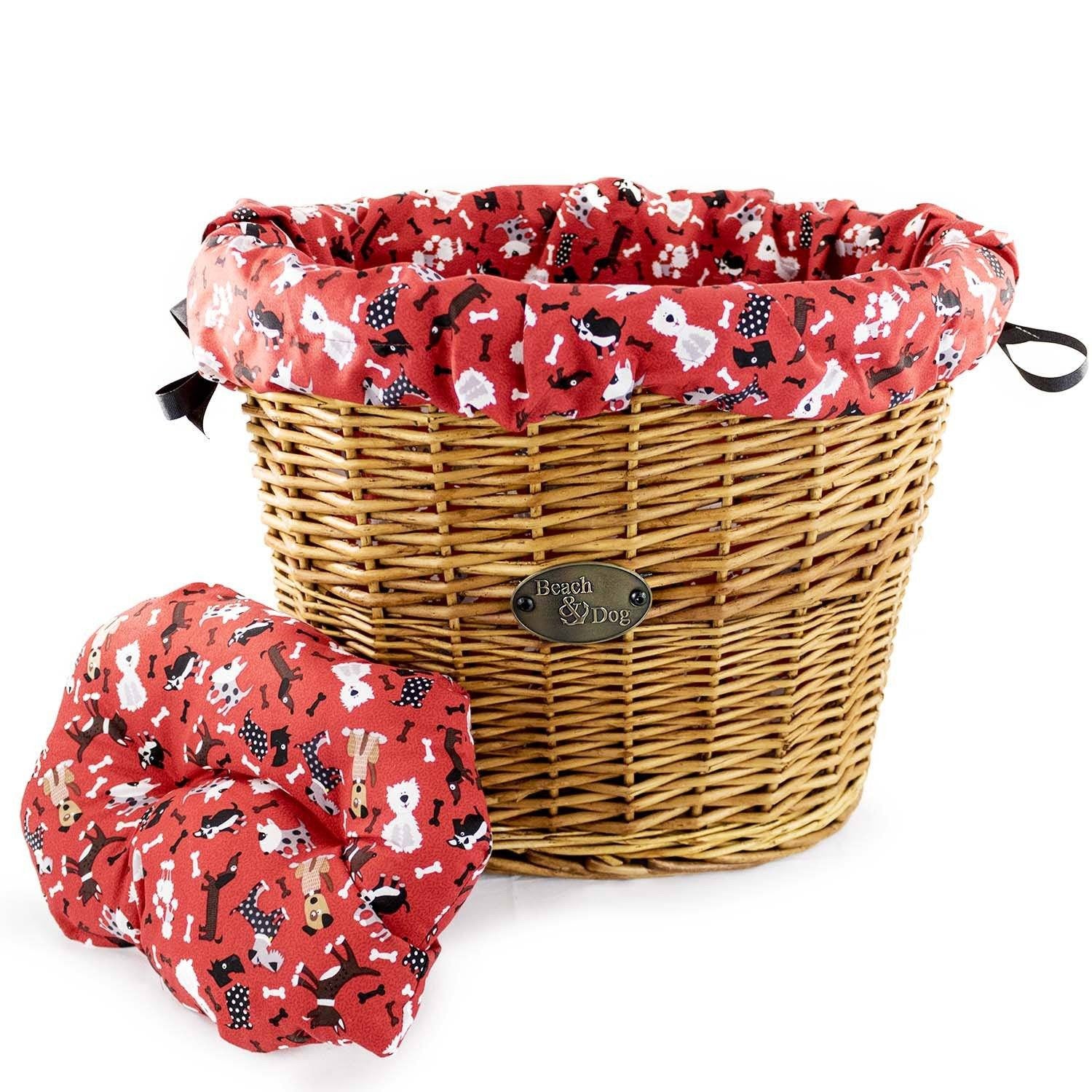Cartoon Dogs with Bones Basket Liner - Beach & Dog Co.