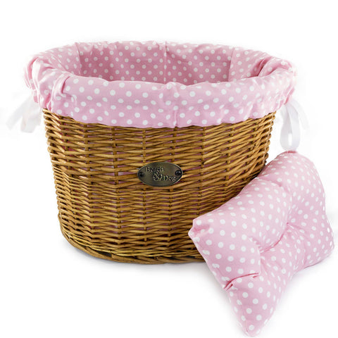 Pink Polka Dots Basket Liner - Beach & Dog Co.