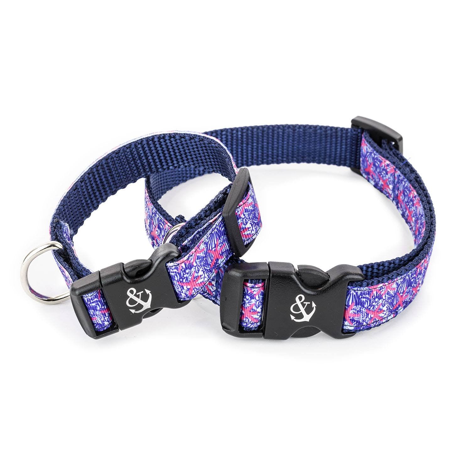 Pink Starfish with Blue Shells Collar