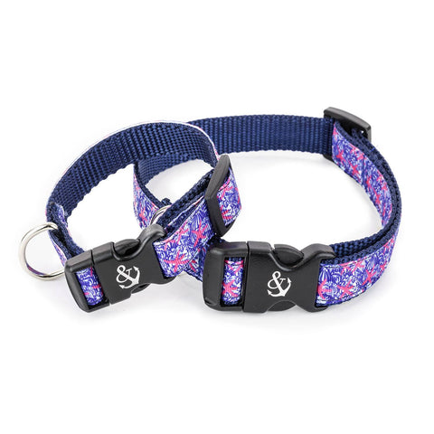 Pink Starfish with Blue Shells Collar - Beach & Dog Co.