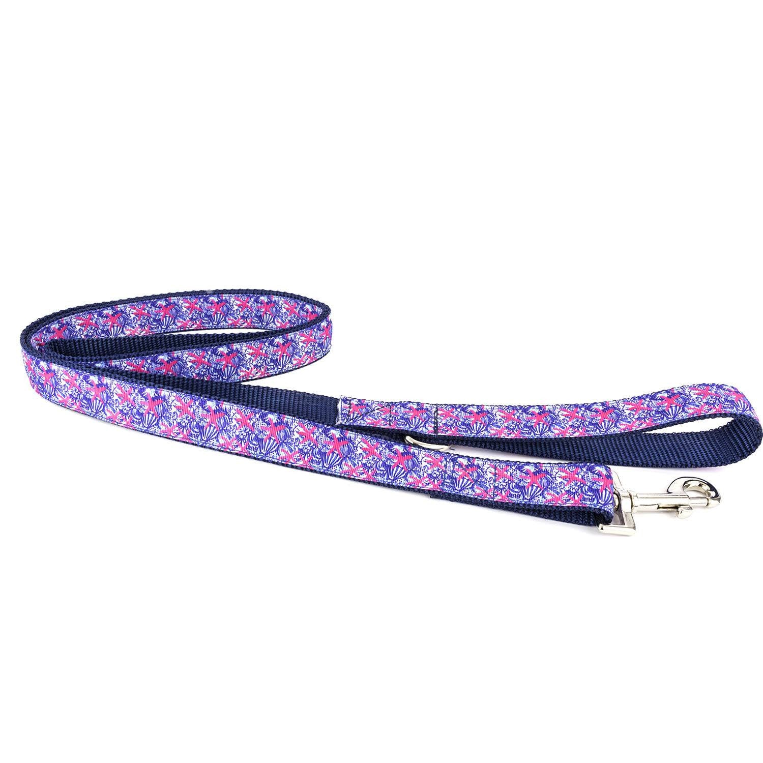 Pink Starfish with Blue Shells Leash
