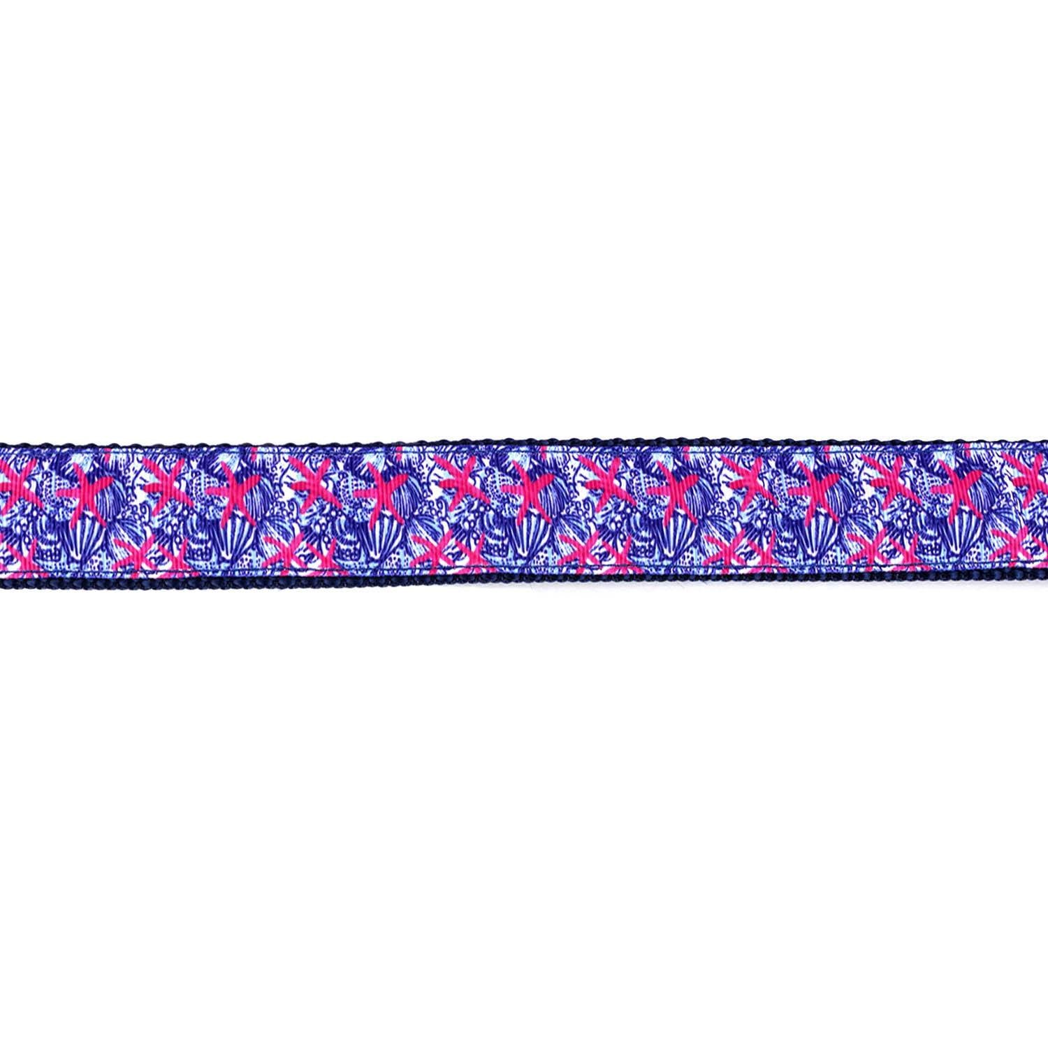 Pink Starfish with Blue Shells Collar - Beach & Dog Co.