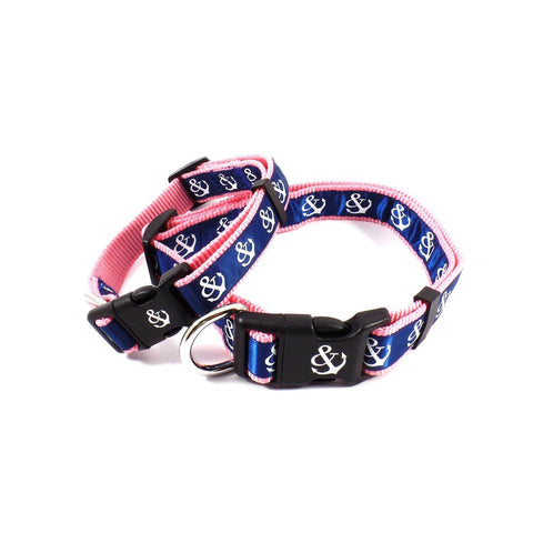 Pink and Blue Anchors Collar - Beach & Dog Co.