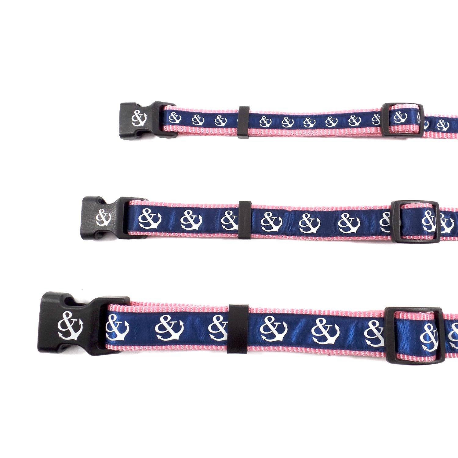 Pink and Blue Anchors Collar - Beach & Dog Co.