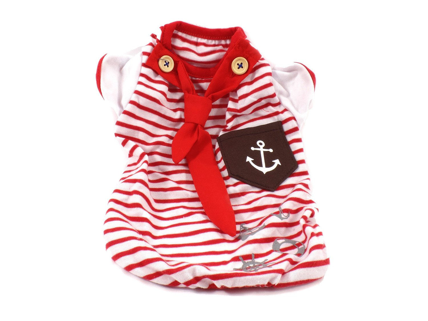 Dog Tee Red Striped with Scarf - Beach & Dog Co.