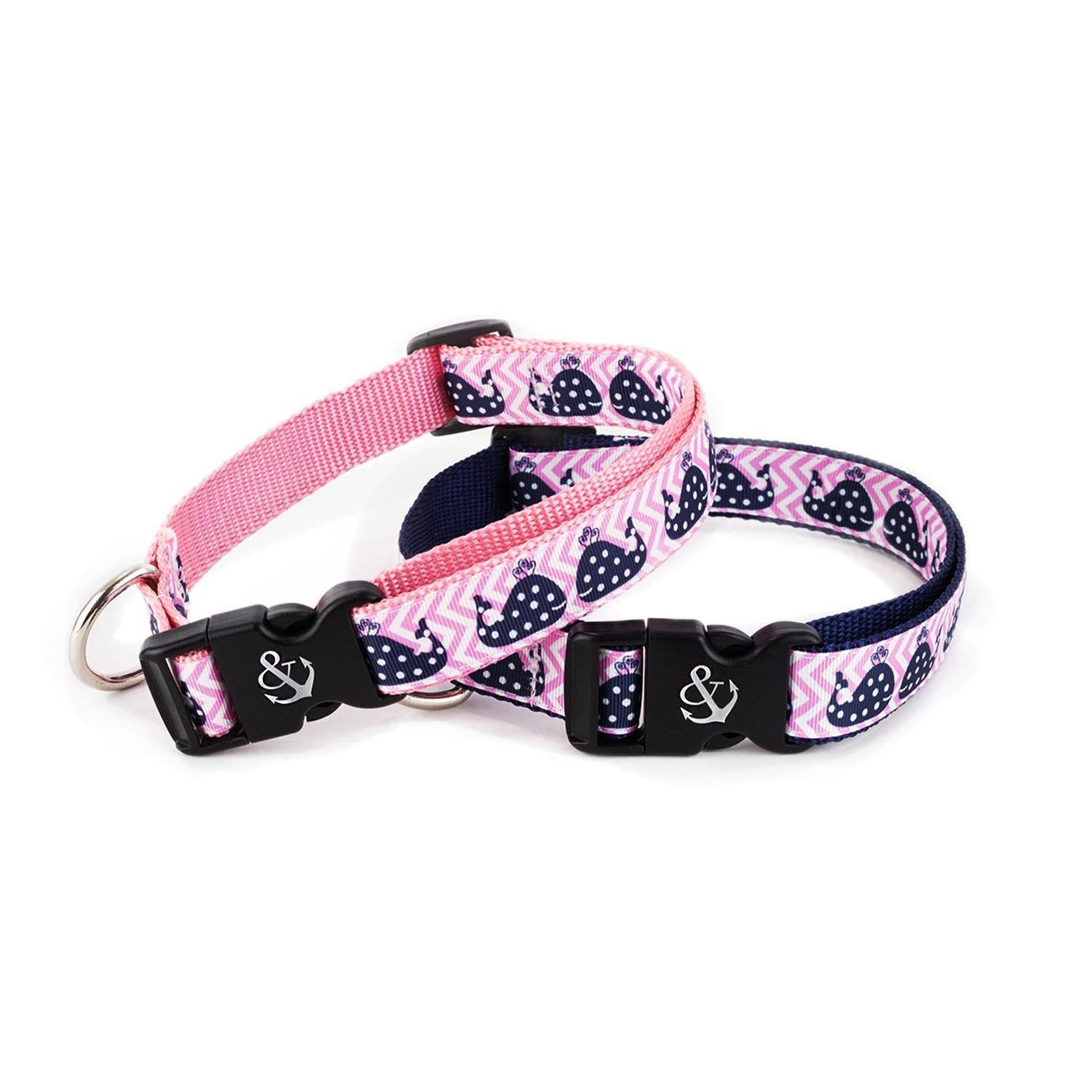 Blue Whales on Pink Collar - Beach & Dog Co.
