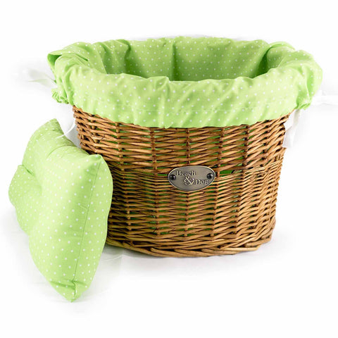 Light Green with White Polka Dots Basket Liner - Beach & Dog Co.