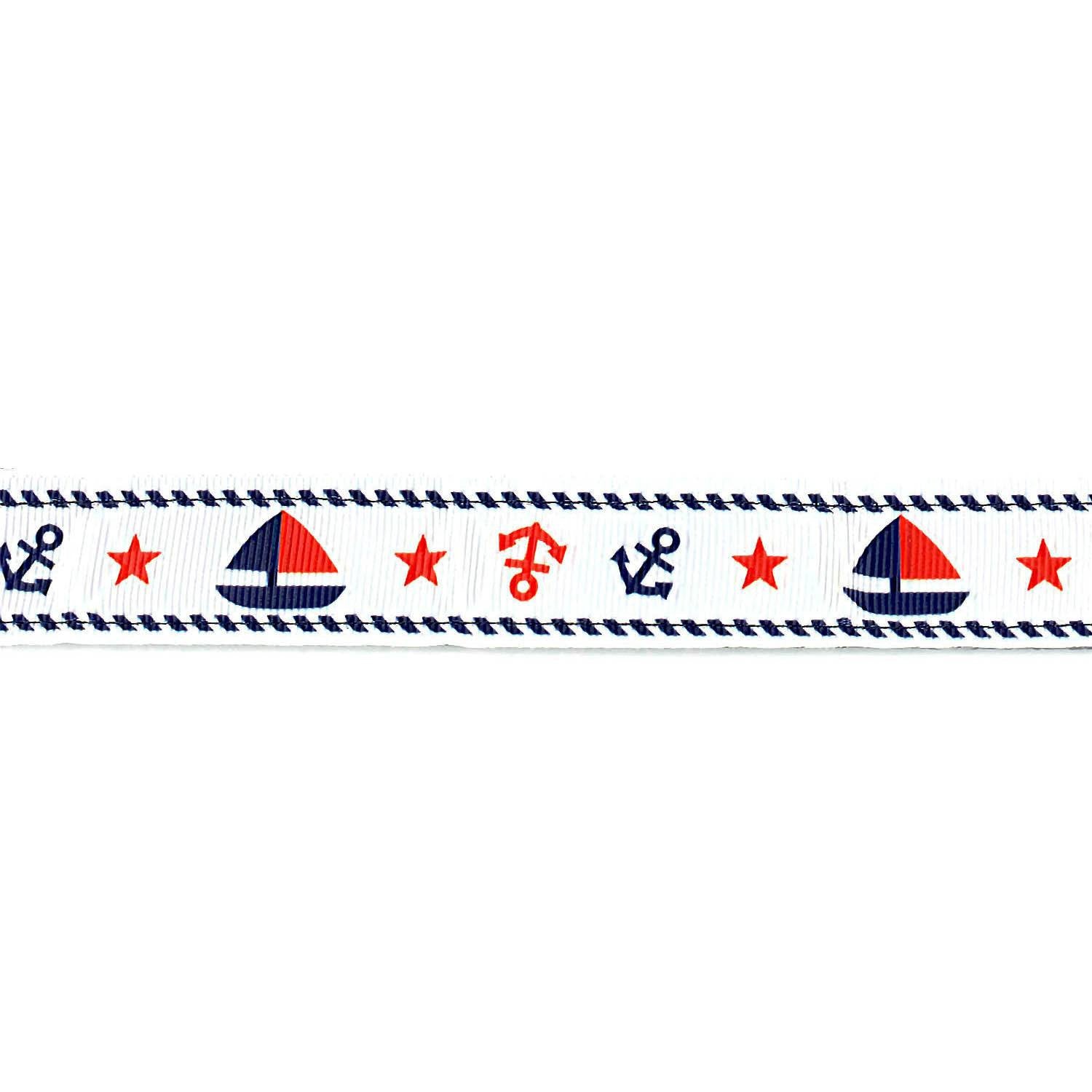 White with Boats and Anchors Collar - Beach & Dog Co.