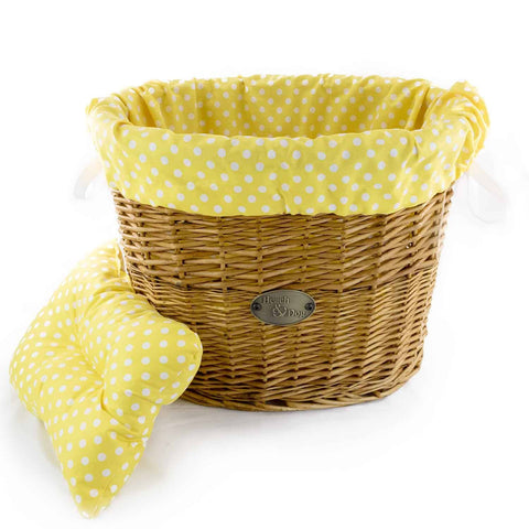 Yellow Polka Dots Basket Liner - Beach & Dog Co.